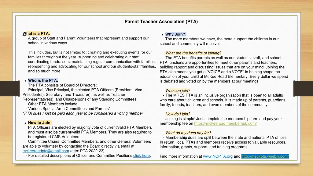 parent teacher association pta