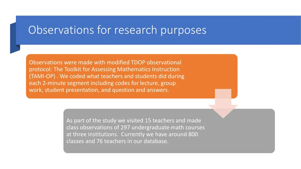observations for research purposes