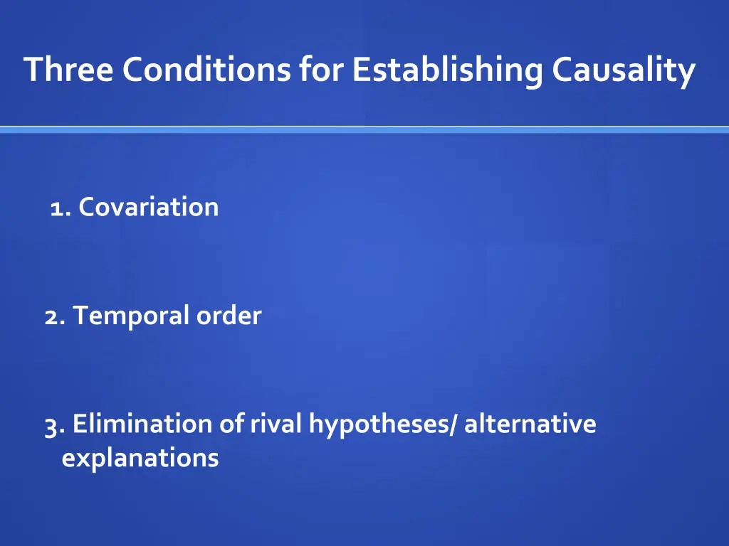 three conditions for establishing causality