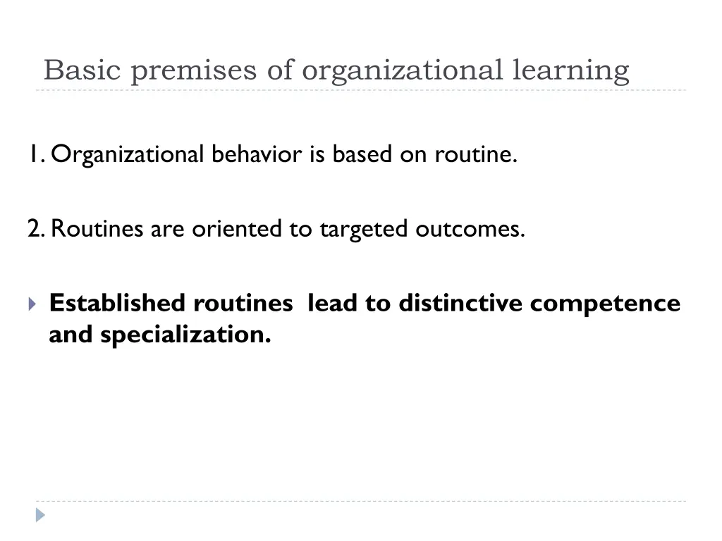 basic premises of organizational learning