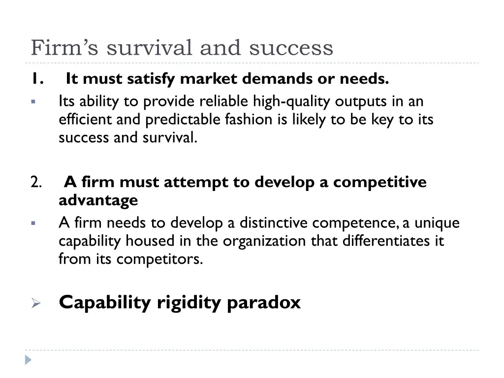 firm s survival and success 1 it must satisfy
