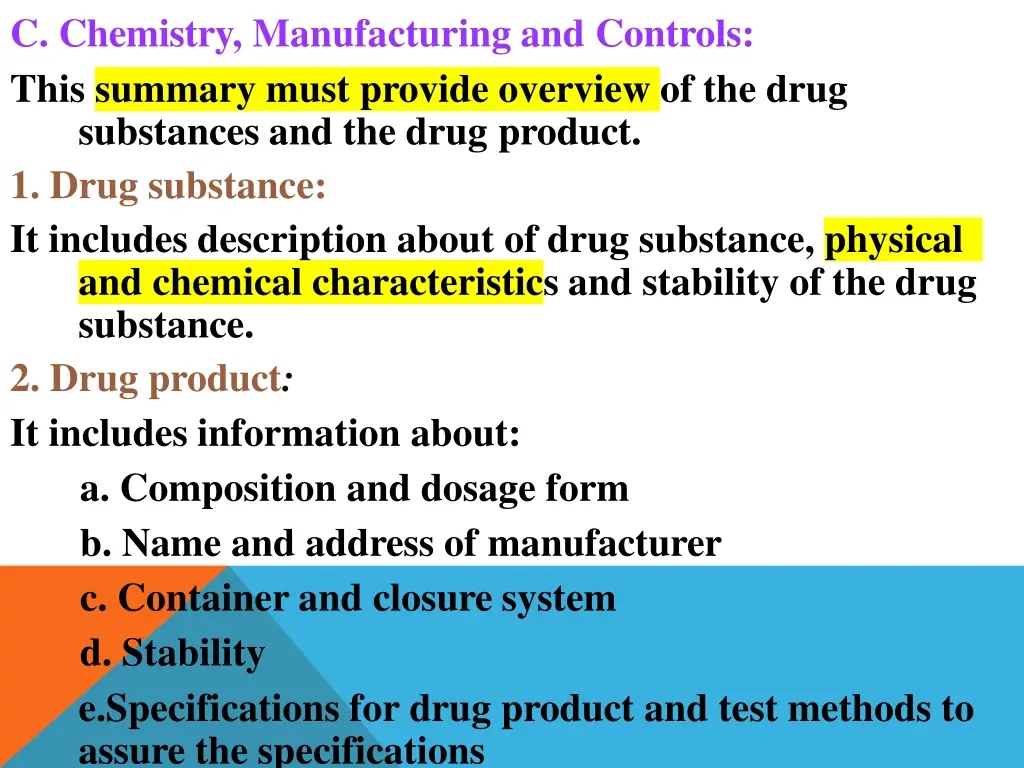 c chemistry manufacturing and controls this
