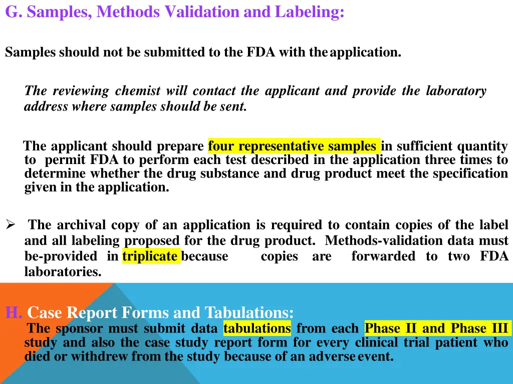g samples methods validation and labeling