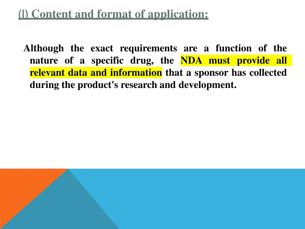 i i content and format of application