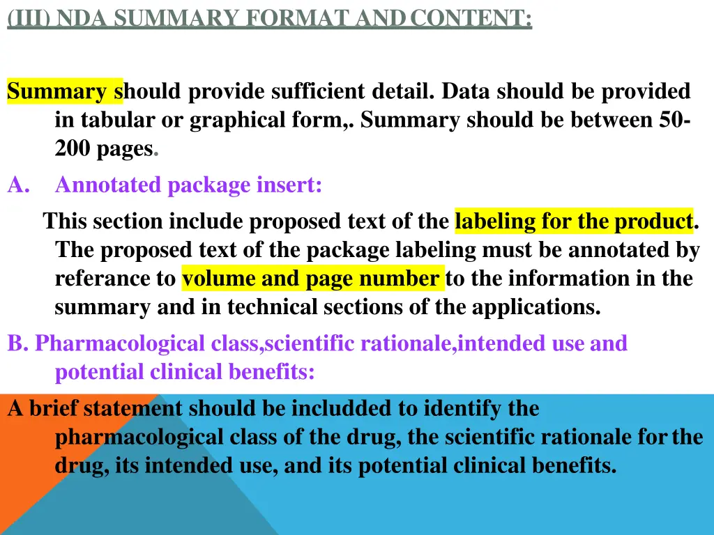 iii nda summary format andcontent