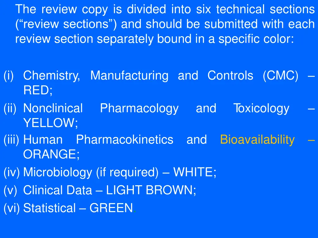 the review copy is divided into six technical