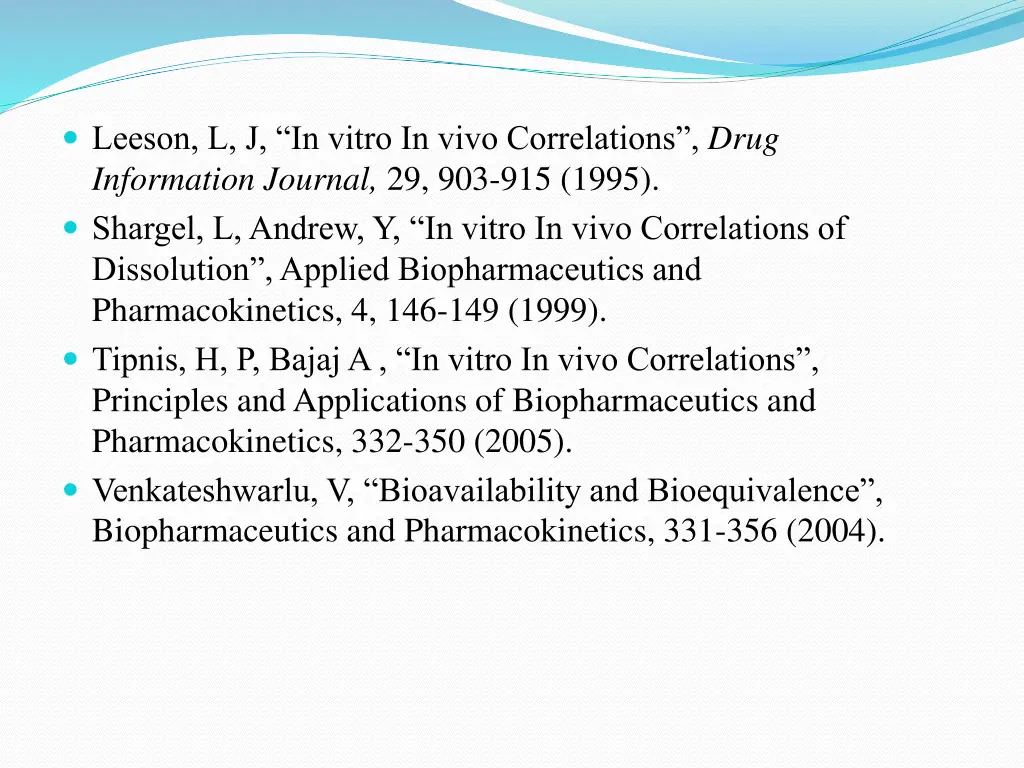 leeson l j in vitro in vivo correlations drug