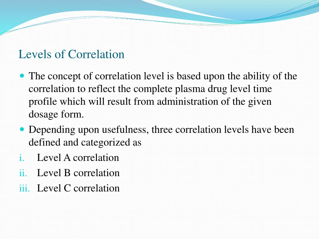 levels of correlation