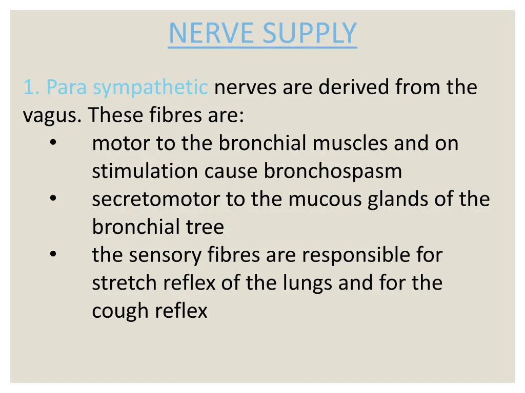 nerve supply