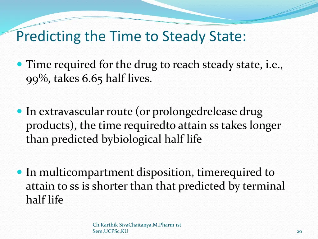 predicting the time to steady state