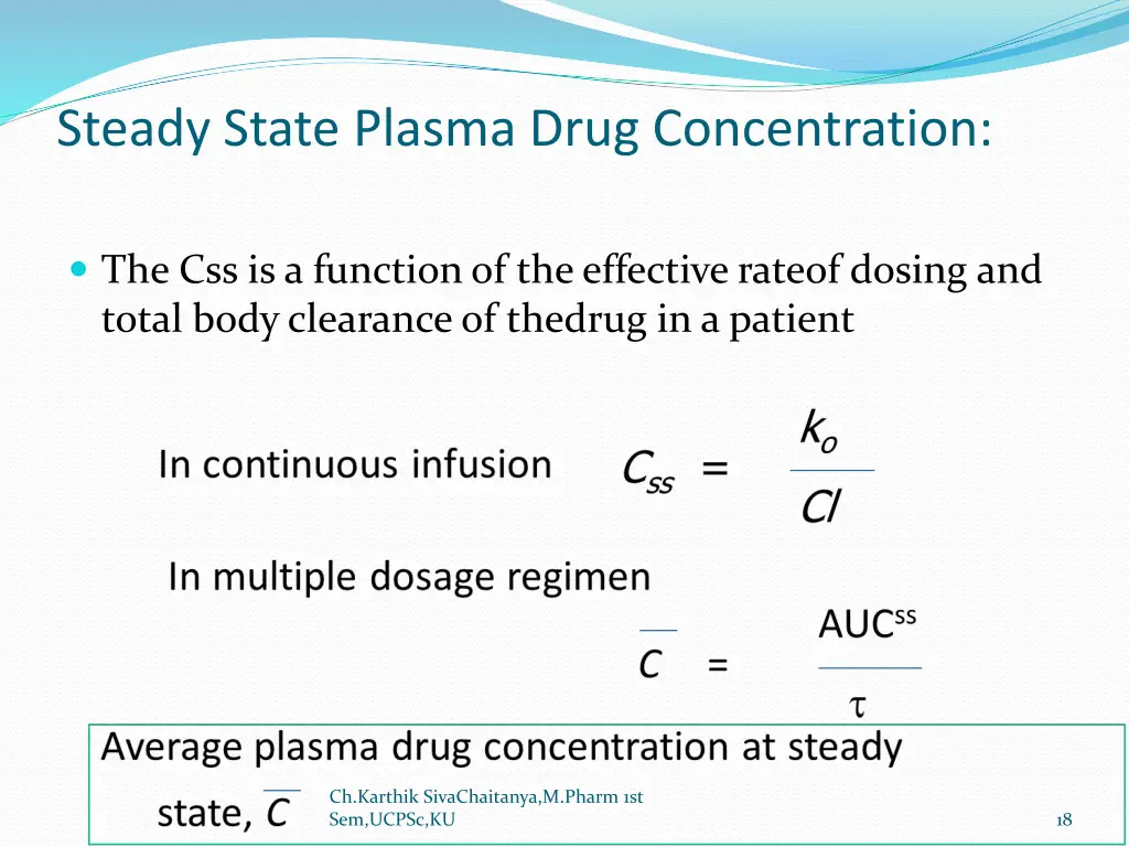 steady state plasma drug concentration