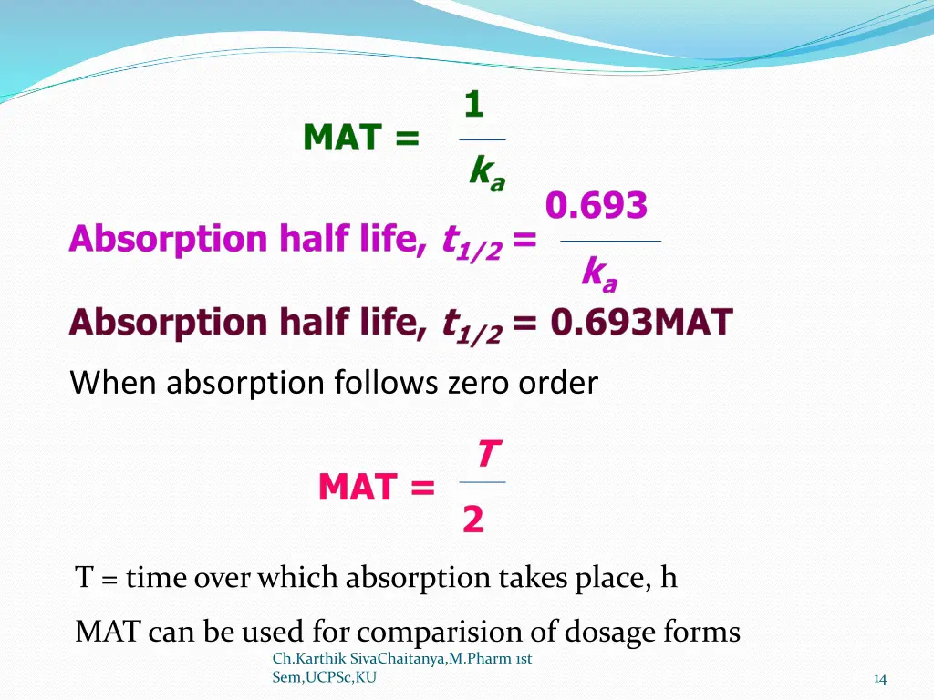 when absorption follows zero order