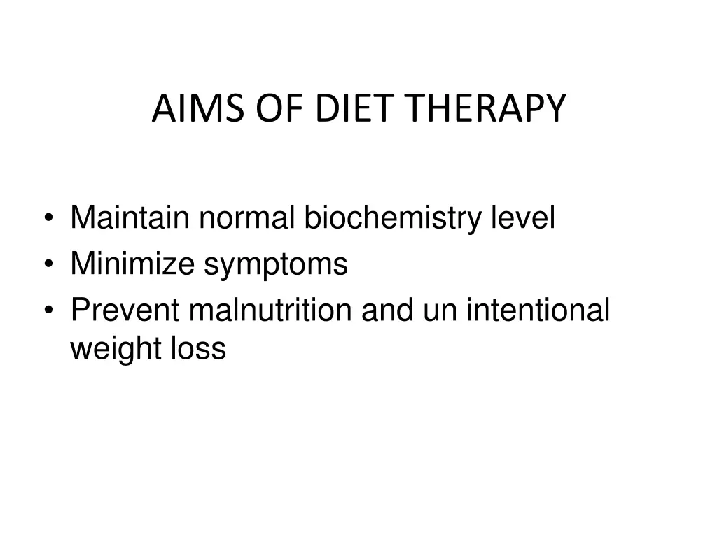 aims of diet therapy