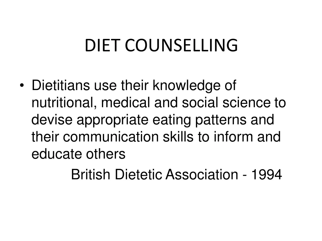 diet counselling