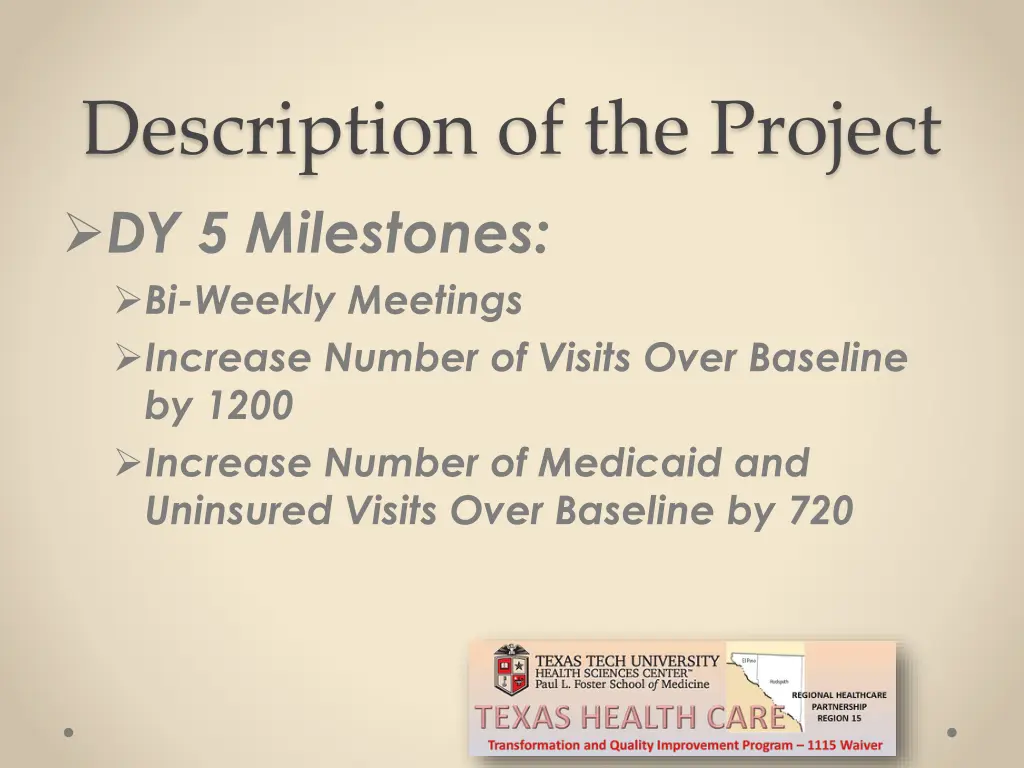 description of the project dy 5 milestones