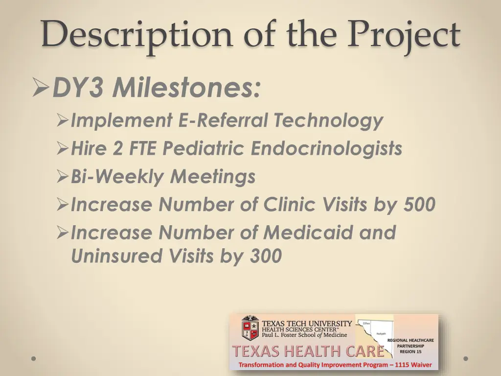 description of the project dy3 milestones
