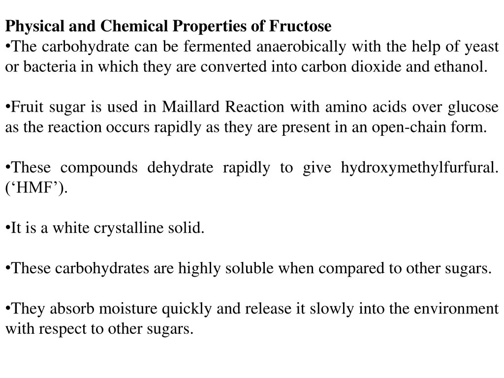 physical and chemical properties of fructose