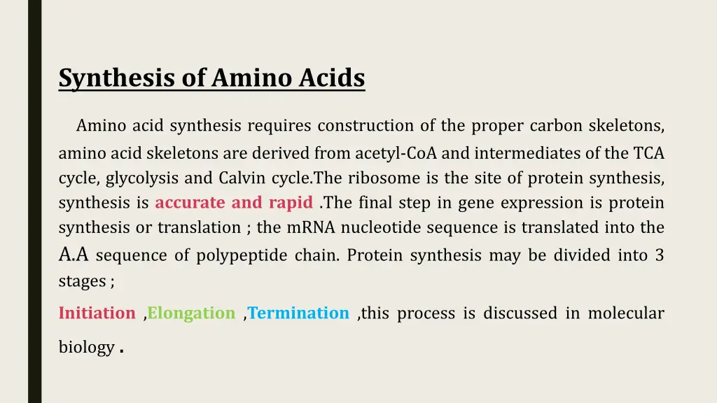 synthesis of amino acids amino acid synthesis