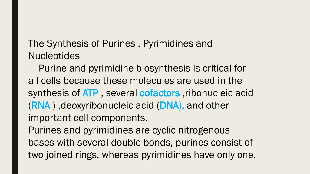 the synthesis of purines pyrimidines