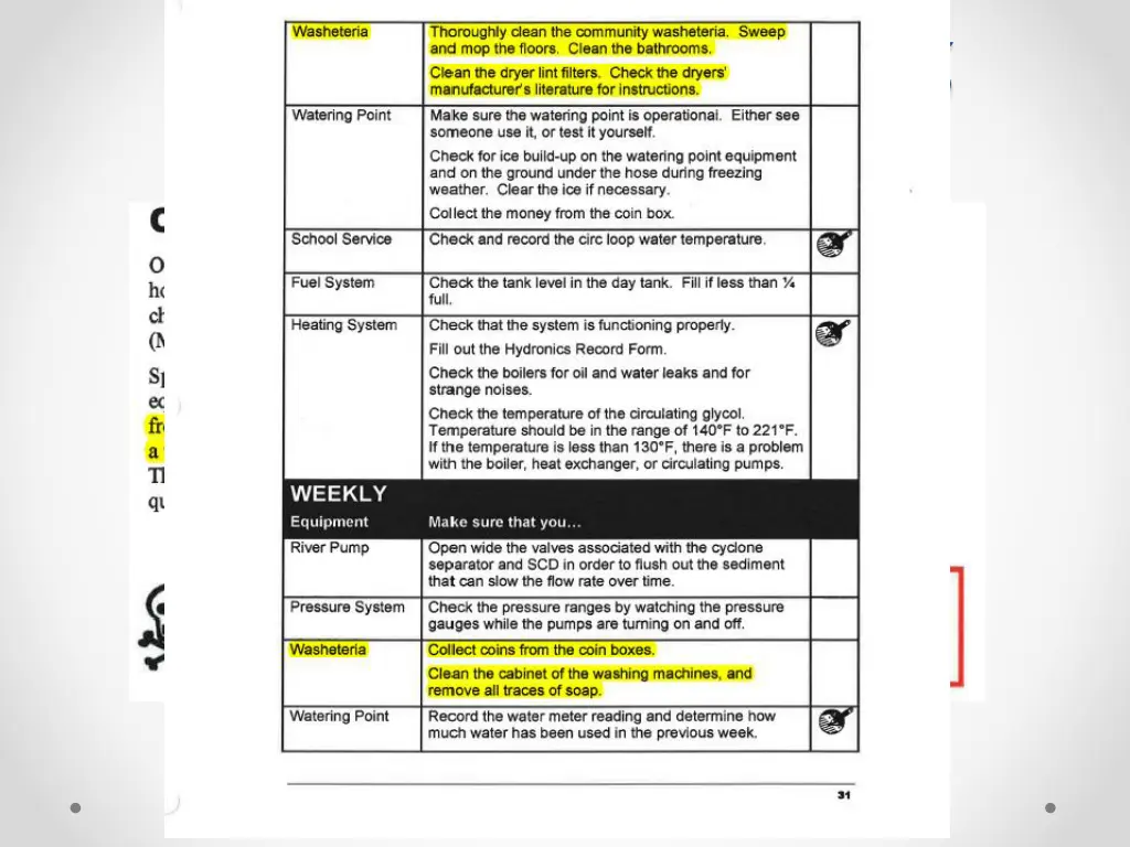 o m housekeeping guidance