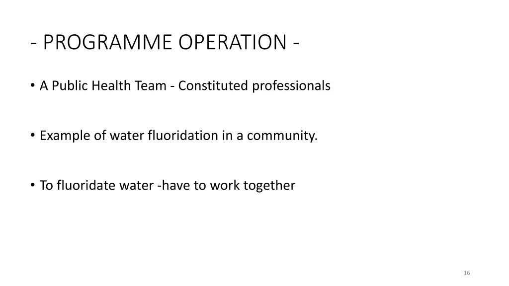 programme operation