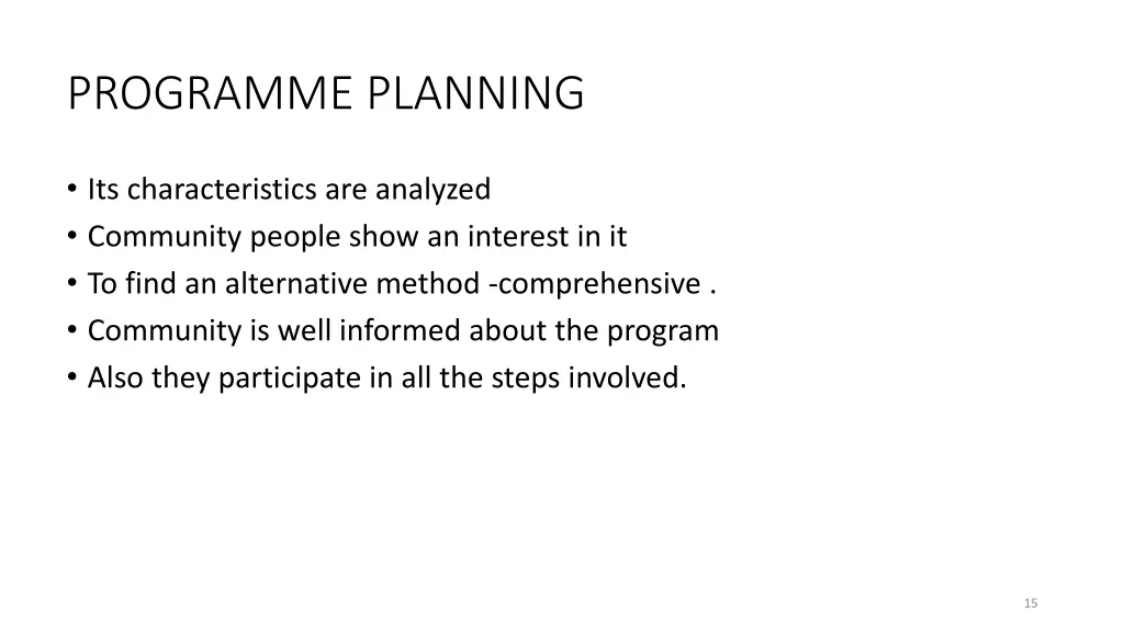 programme planning