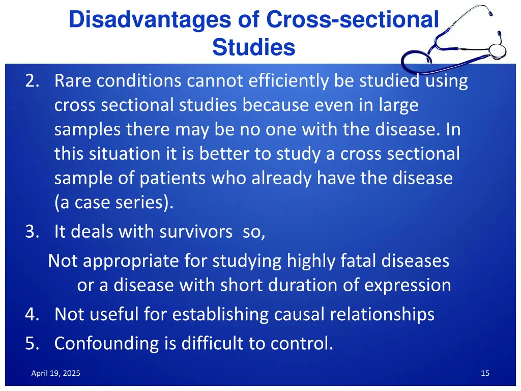 disadvantages of cross sectional studies 1