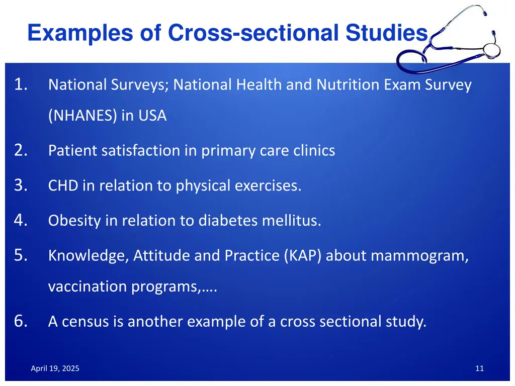 examples of cross sectional studies