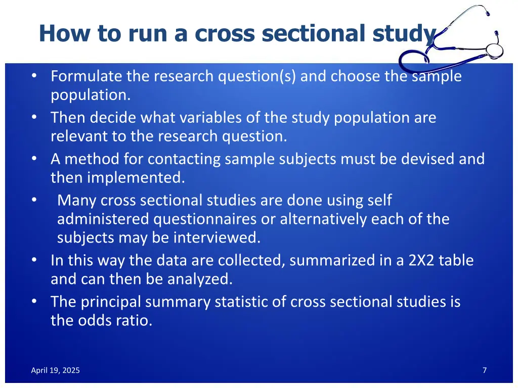 how to run a cross sectional study