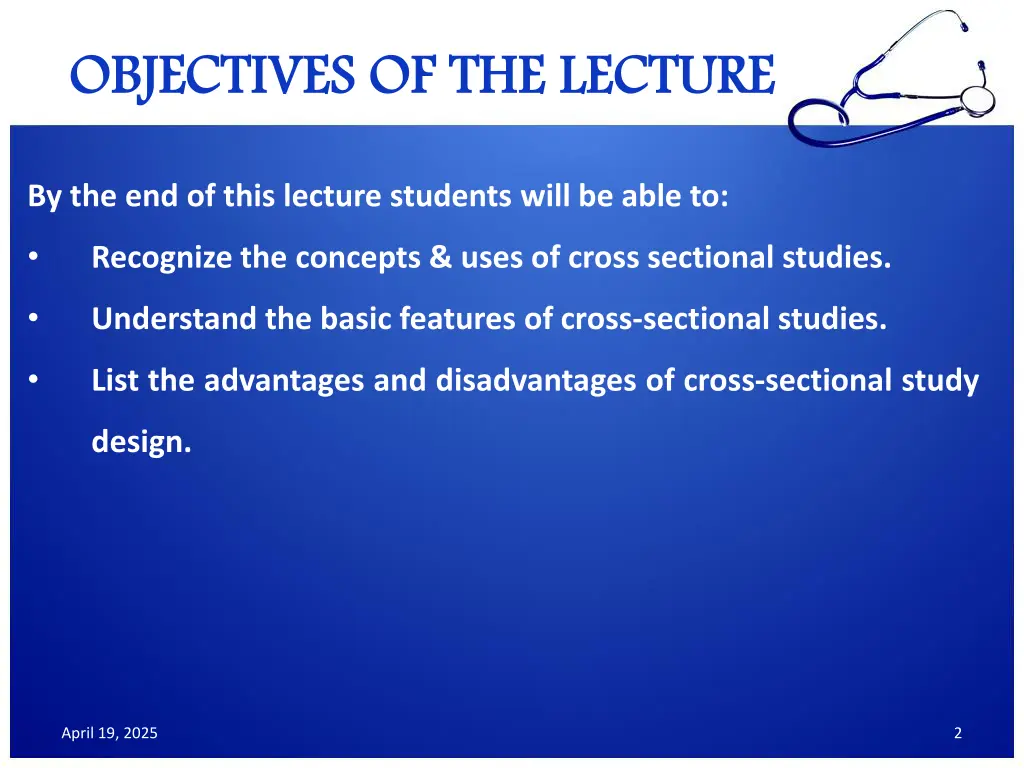 objectives of the lecture objectives