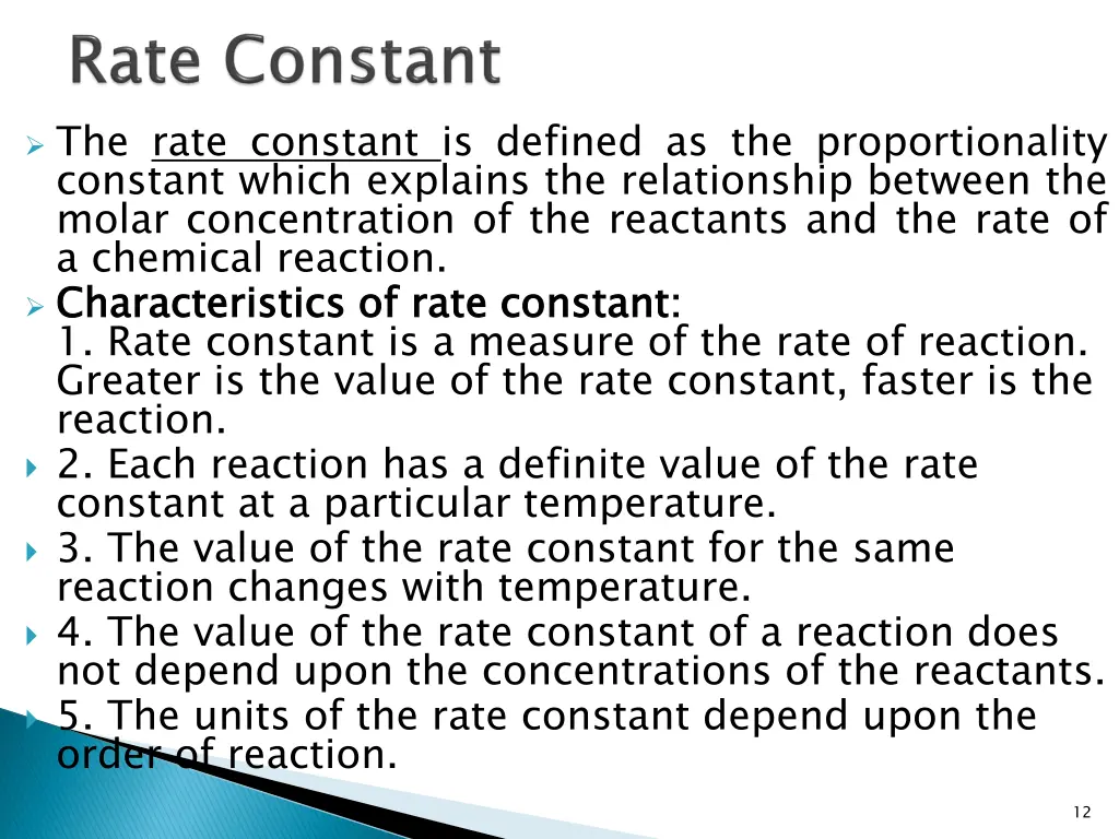 the rate constant is defined