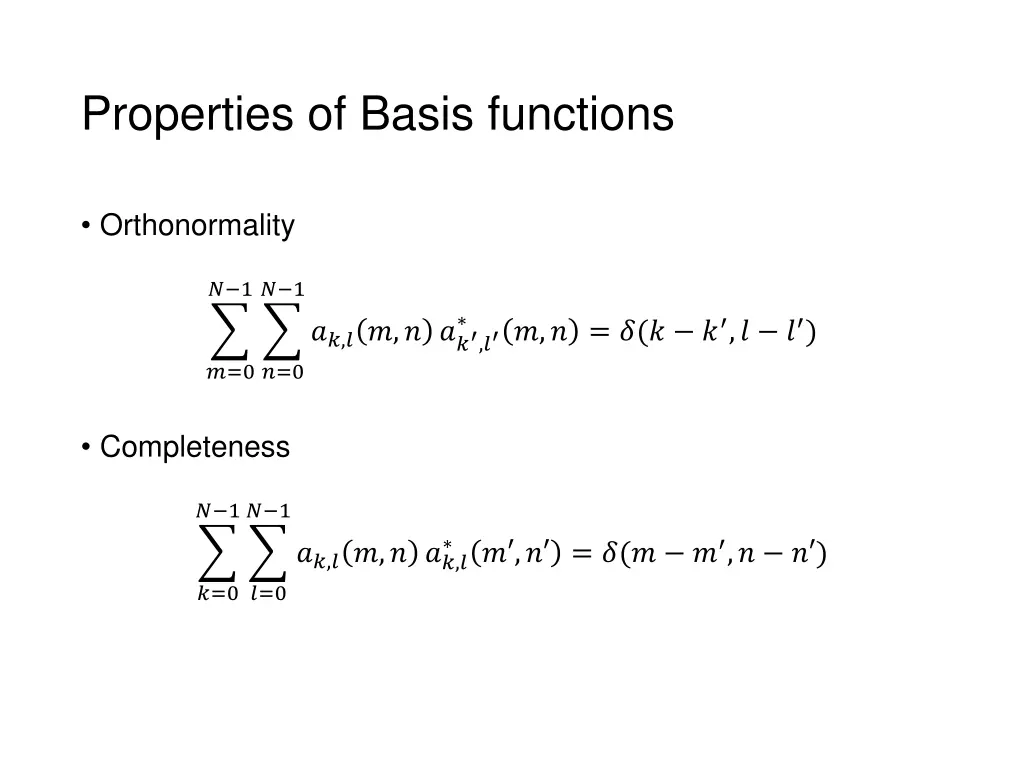 properties of basis functions