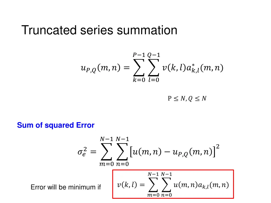 truncated series summation