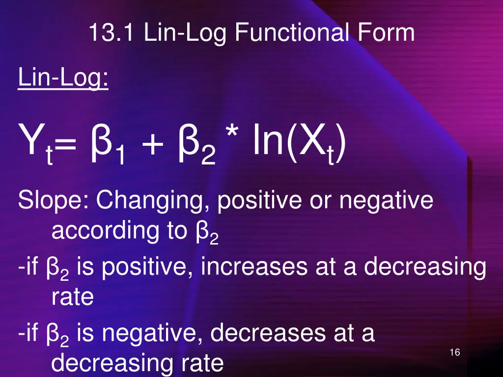 13 1 lin log functional form