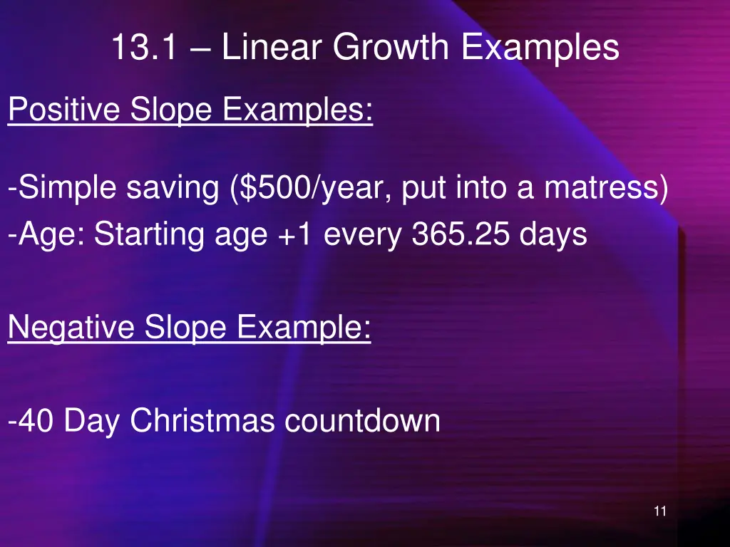 13 1 linear growth examples