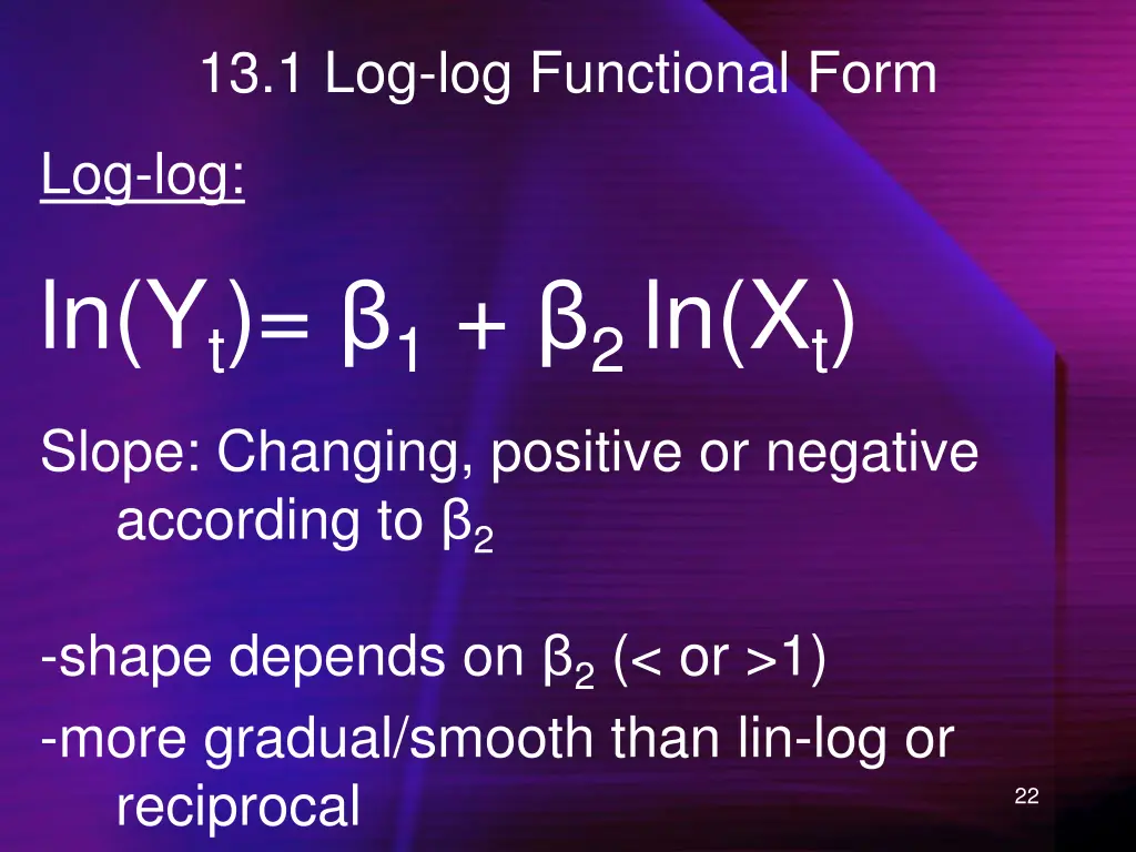 13 1 log log functional form