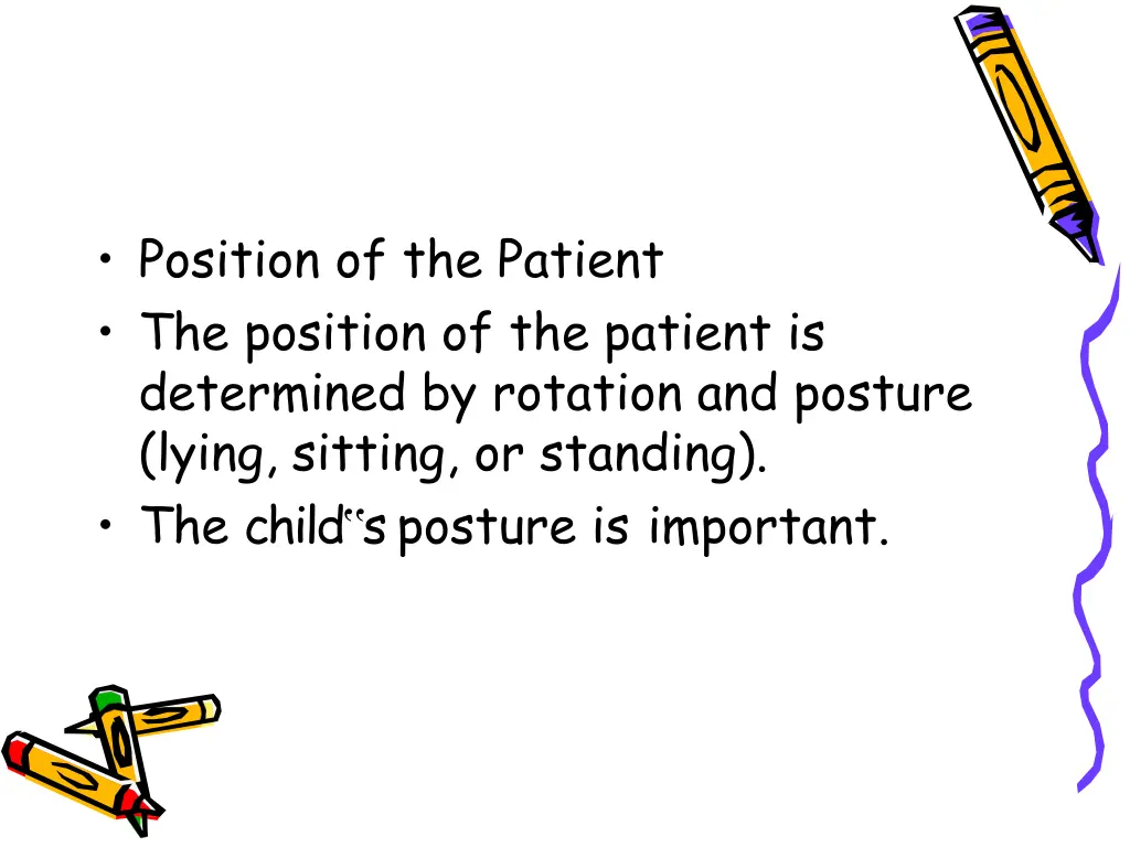 position of the patient the position