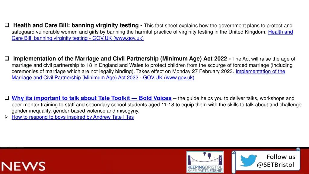 health and care bill banning virginity testing