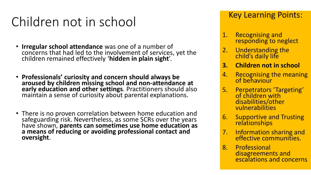 key learning points