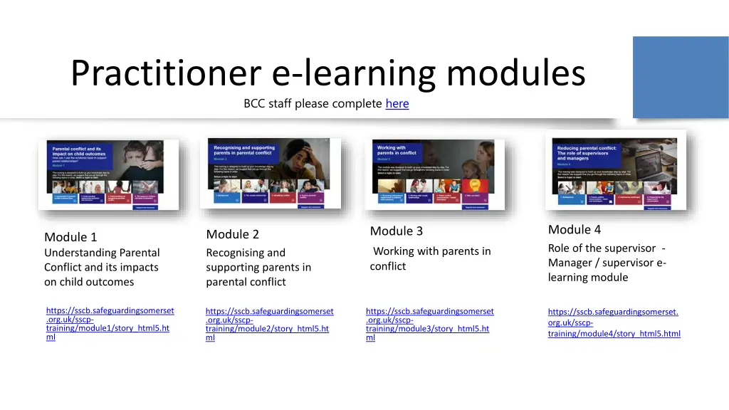 practitioner e learning modules bcc staff please