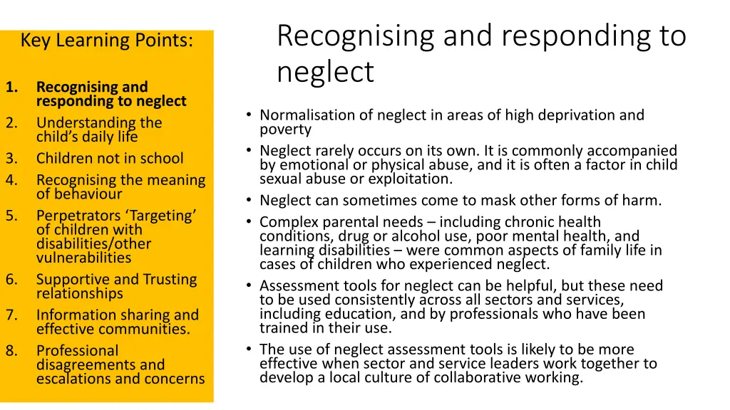 recognising and responding to neglect