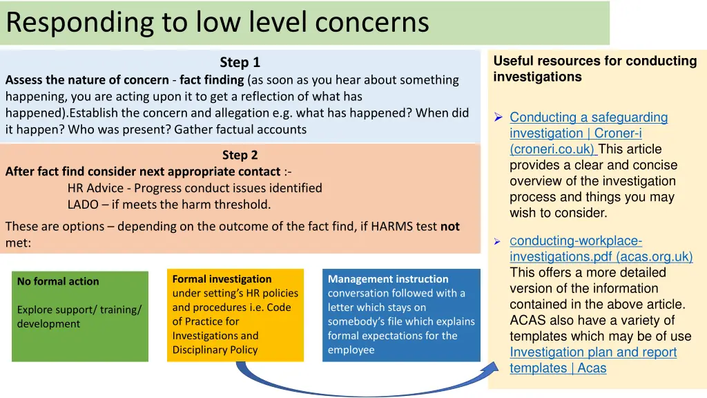 responding to low level concerns