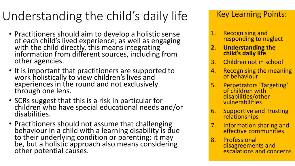 understanding the child s daily life