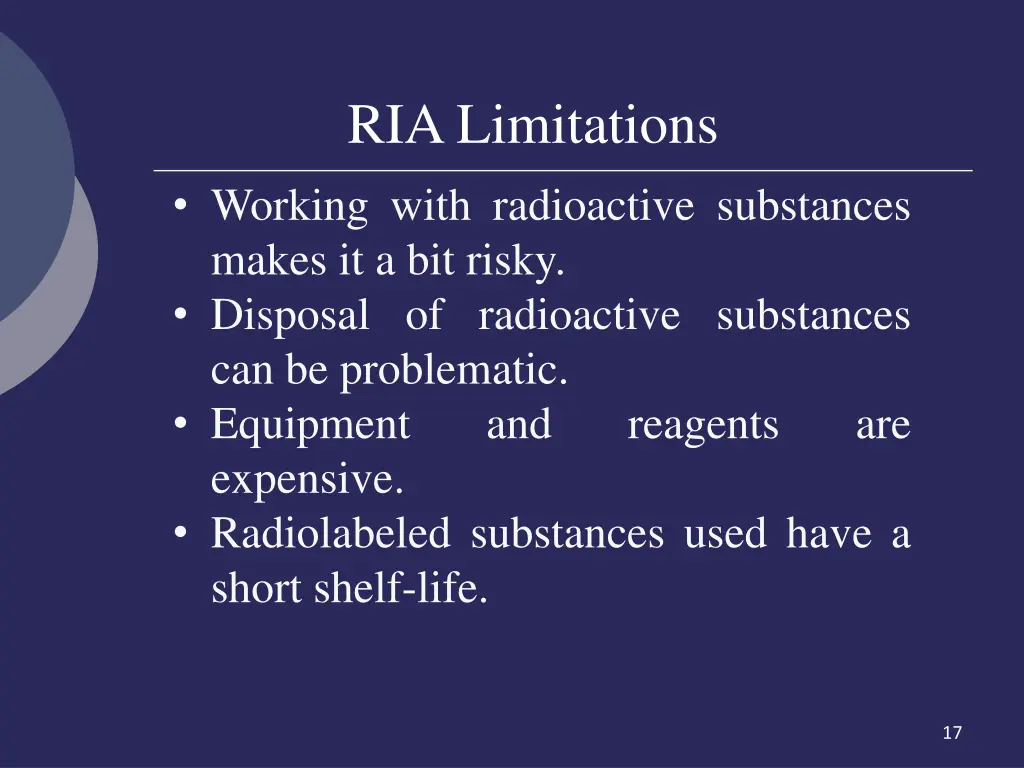 ria limitations working with radioactive