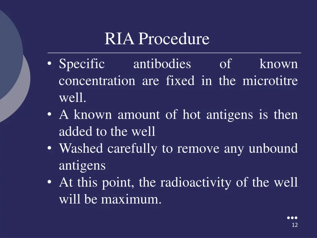 ria procedure antibodies concentration are fixed