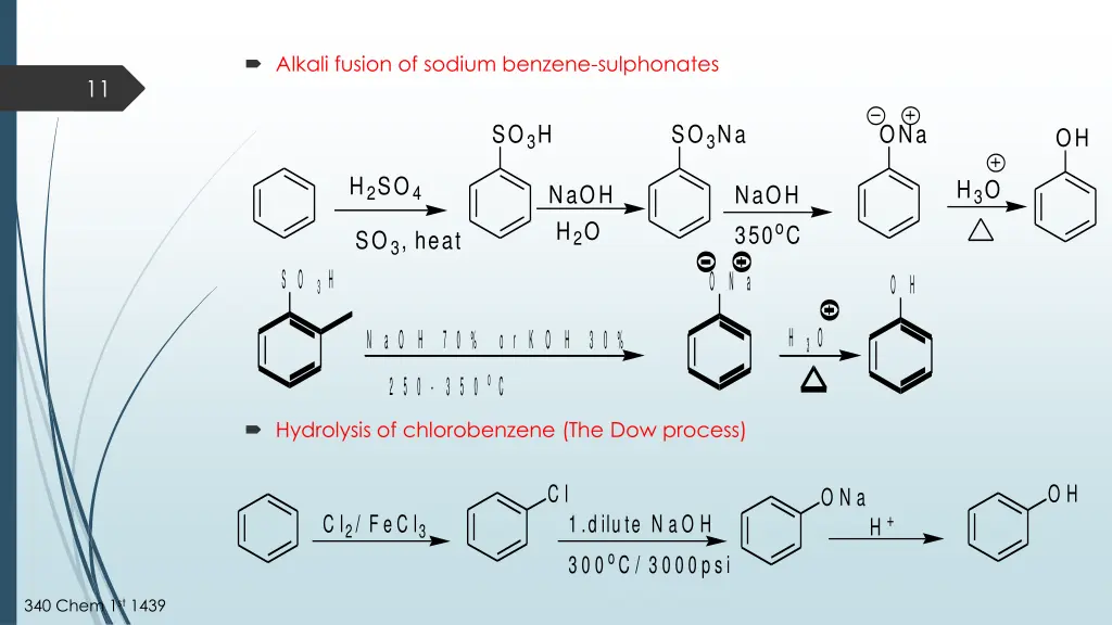 alkali fusion of sodium benzene sulphonates