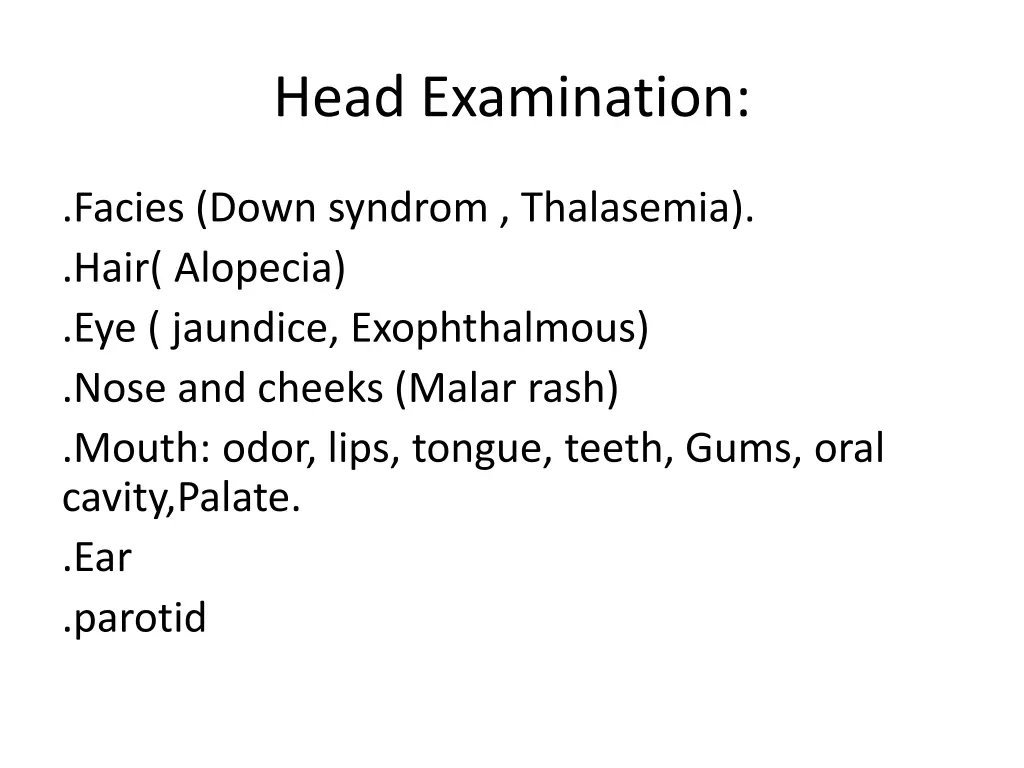 head examination
