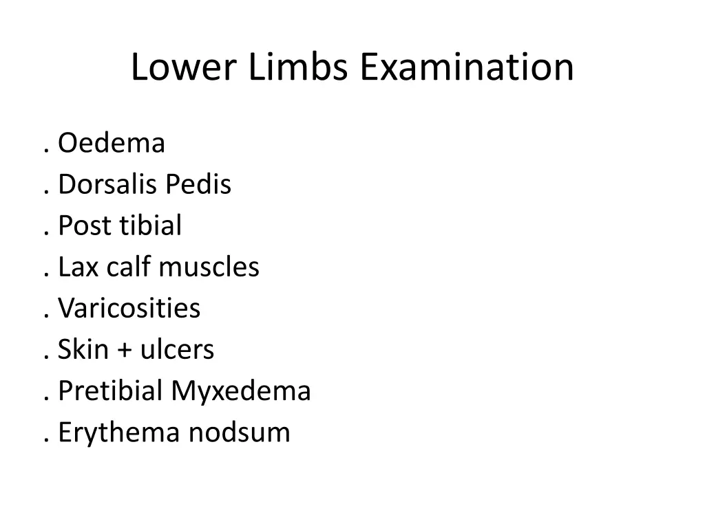 lower limbs examination