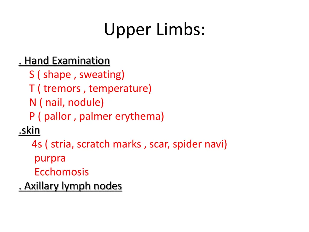 upper limbs