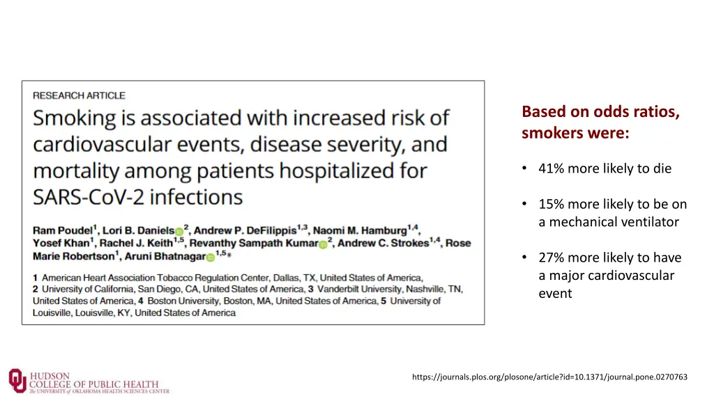 based on odds ratios smokers were